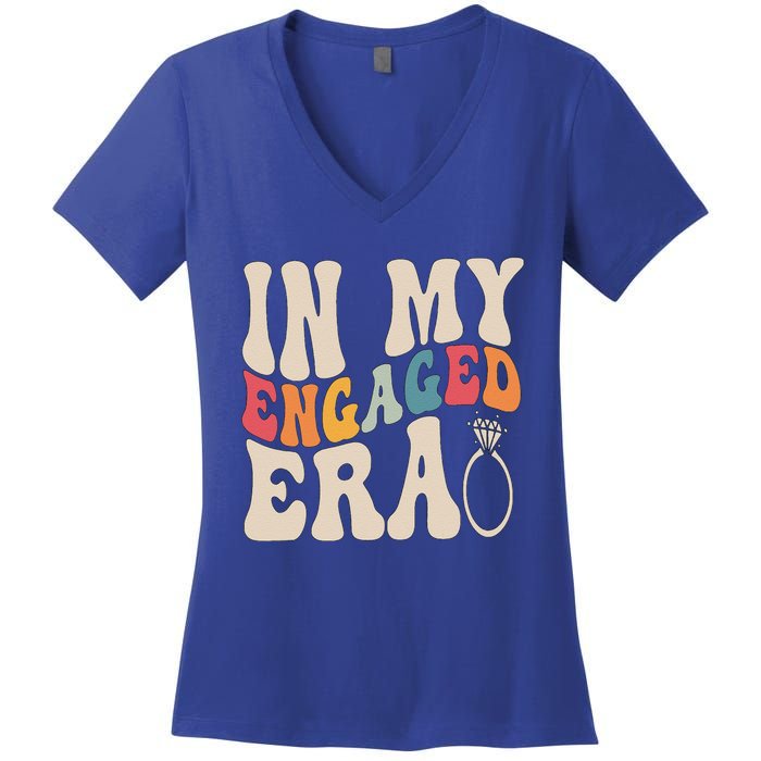 Funny Engagement Fiance In My Engaged Era Bachelorette Party Women's V-Neck T-Shirt