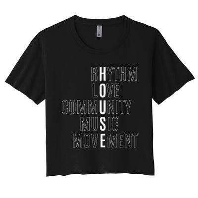 For EDM Fan Raver House Rhythm Love Music Women's Crop Top Tee