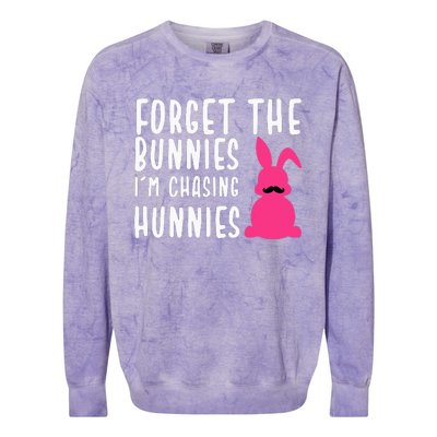 Funny Easter Forget The Bunnies I'm Chasing Hunnies Colorblast Crewneck Sweatshirt