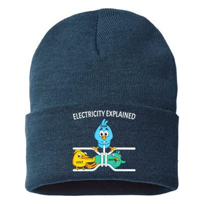 Funny Electrician For Electricity Engineer Nerd Sustainable Knit Beanie