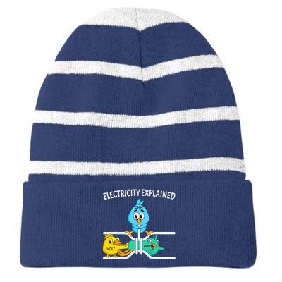 Funny Electrician For Electricity Engineer Nerd Striped Beanie with Solid Band