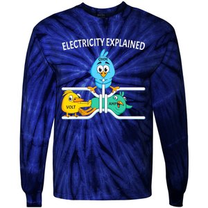 Funny Electrician For Electricity Engineer Nerd Tie-Dye Long Sleeve Shirt