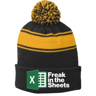 Funny Excel Freak In The Sheets Stripe Pom Pom Beanie