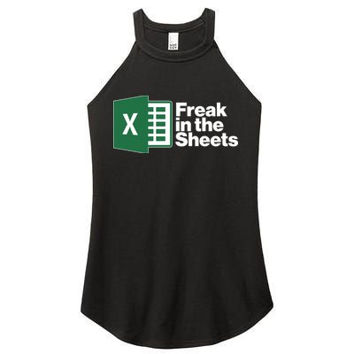 Funny Excel Freak In The Sheets Women's Perfect Tri Rocker Tank