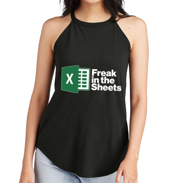 Funny Excel Freak In The Sheets Women's Perfect Tri Rocker Tank