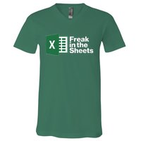 Funny Excel Freak In The Sheets V-Neck T-Shirt