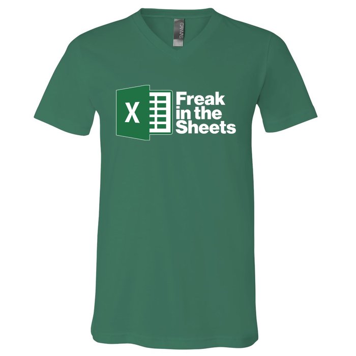 Funny Excel Freak In The Sheets V-Neck T-Shirt