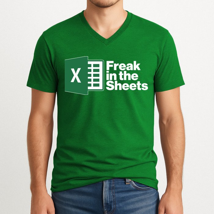 Funny Excel Freak In The Sheets V-Neck T-Shirt