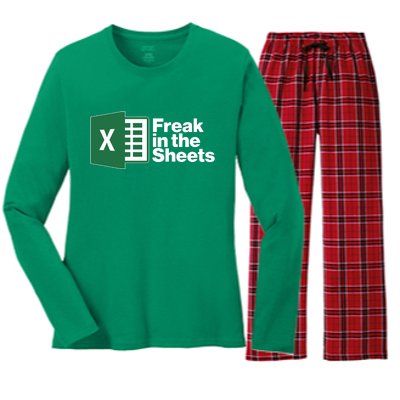 Funny Excel Freak In The Sheets Women's Long Sleeve Flannel Pajama Set 