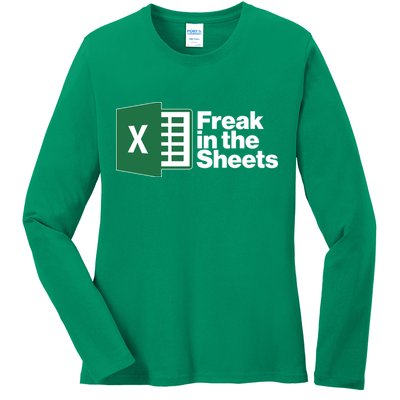 Funny Excel Freak In The Sheets Ladies Long Sleeve Shirt