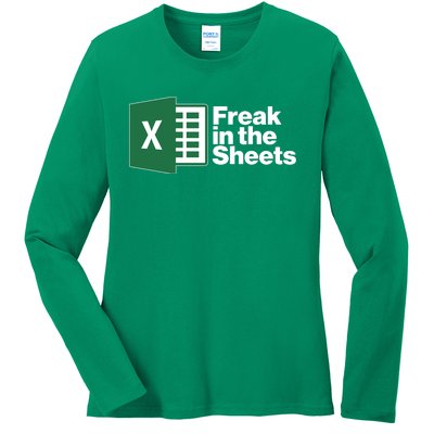 Funny Excel Freak In The Sheets Ladies Long Sleeve Shirt