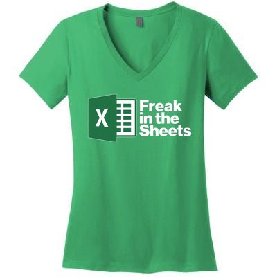 Funny Excel Freak In The Sheets Women's V-Neck T-Shirt