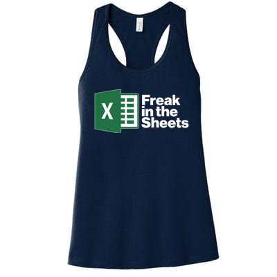 Funny Excel Freak In The Sheets Women's Racerback Tank