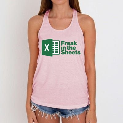 Funny Excel Freak In The Sheets Women's Knotted Racerback Tank