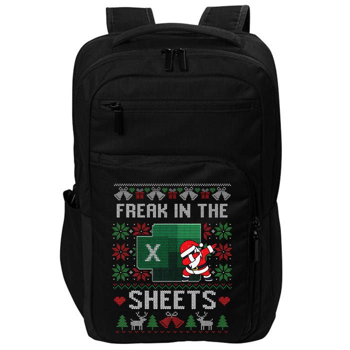 Funny Excel Freak In The Sheets Spreadsheet Ugly Christmas Impact Tech Backpack