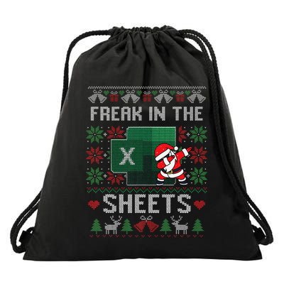 Funny Excel Freak In The Sheets Spreadsheet Ugly Christmas Drawstring Bag