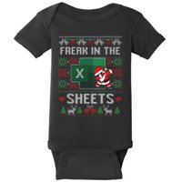 Funny Excel Freak In The Sheets Spreadsheet Ugly Christmas Baby Bodysuit