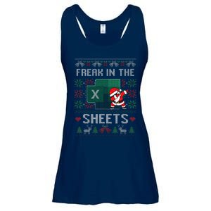 Funny Excel Freak In The Sheets Spreadsheet Ugly Christmas Ladies Essential Flowy Tank