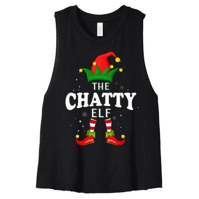 Festive Elf Family Matching Christmas Pajama Set Women's Racerback Cropped Tank