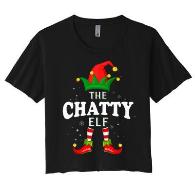 Festive Elf Family Matching Christmas Pajama Set Women's Crop Top Tee