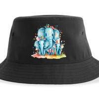 Funny Elephant Family For Cute Elephants And Afrika Lovers Sustainable Bucket Hat