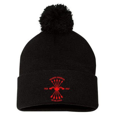 Falange EspañOlaspanish Falanx Front Side Pom Pom 12in Knit Beanie