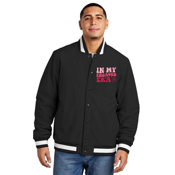 Funny Engagement Fiance In My Engaged Era Bachelorette Party Insulated Varsity Jacket