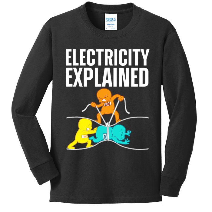 Funny Electrician For Electricity Engineer Nerd Kids Long Sleeve Shirt