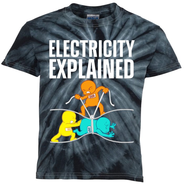 Funny Electrician For Electricity Engineer Nerd Kids Tie-Dye T-Shirt