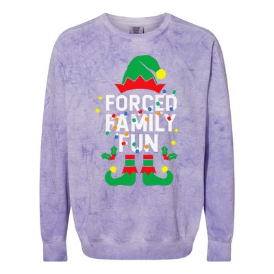 Funny Elf Forced Family Fun Sarcastic Christmas Pajama Colorblast Crewneck Sweatshirt