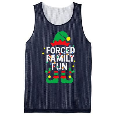 Funny Elf Forced Family Fun Sarcastic Christmas Pajama Mesh Reversible Basketball Jersey Tank