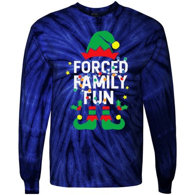 Funny Elf Forced Family Fun Sarcastic Christmas Pajama Tie-Dye Long Sleeve Shirt