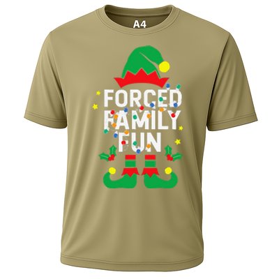 Funny Elf Forced Family Fun Sarcastic Christmas Pajama Cooling Performance Crew T-Shirt