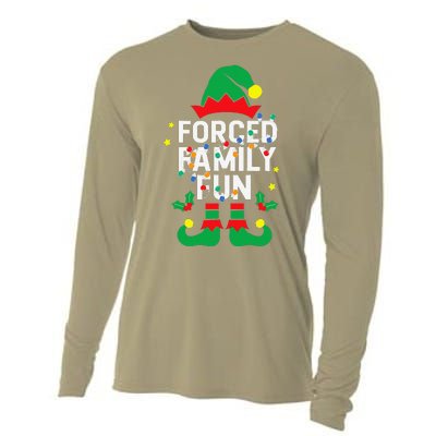 Funny Elf Forced Family Fun Sarcastic Christmas Pajama Cooling Performance Long Sleeve Crew