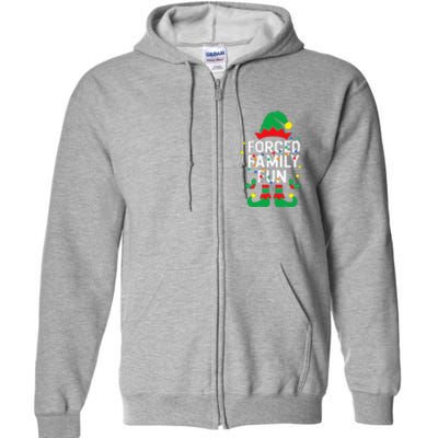 Funny Elf Forced Family Fun Sarcastic Christmas Pajama Full Zip Hoodie