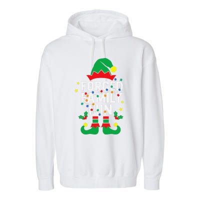 Funny Elf Forced Family Fun Sarcastic Christmas Pajama Garment-Dyed Fleece Hoodie