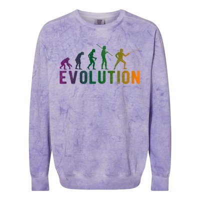 Fencing Evolution Funny Vintage Gift Colorblast Crewneck Sweatshirt