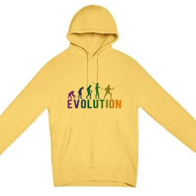 Fencing Evolution Funny Vintage Gift Premium Pullover Hoodie