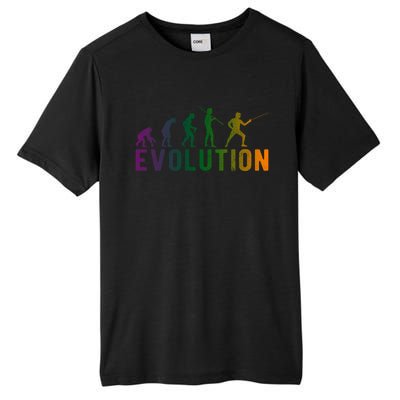 Fencing Evolution Funny Vintage Gift Tall Fusion ChromaSoft Performance T-Shirt