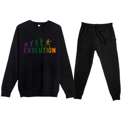 Fencing Evolution Funny Vintage Gift Premium Crewneck Sweatsuit Set