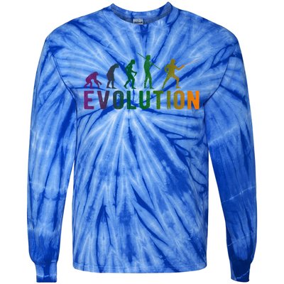 Fencing Evolution Funny Vintage Gift Tie-Dye Long Sleeve Shirt