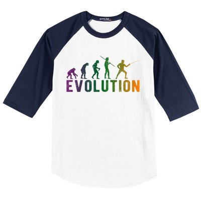 Fencing Evolution Funny Vintage Gift Baseball Sleeve Shirt