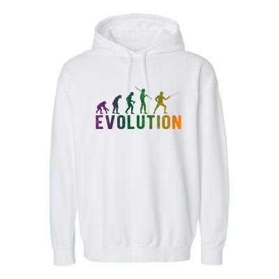 Fencing Evolution Funny Vintage Gift Garment-Dyed Fleece Hoodie