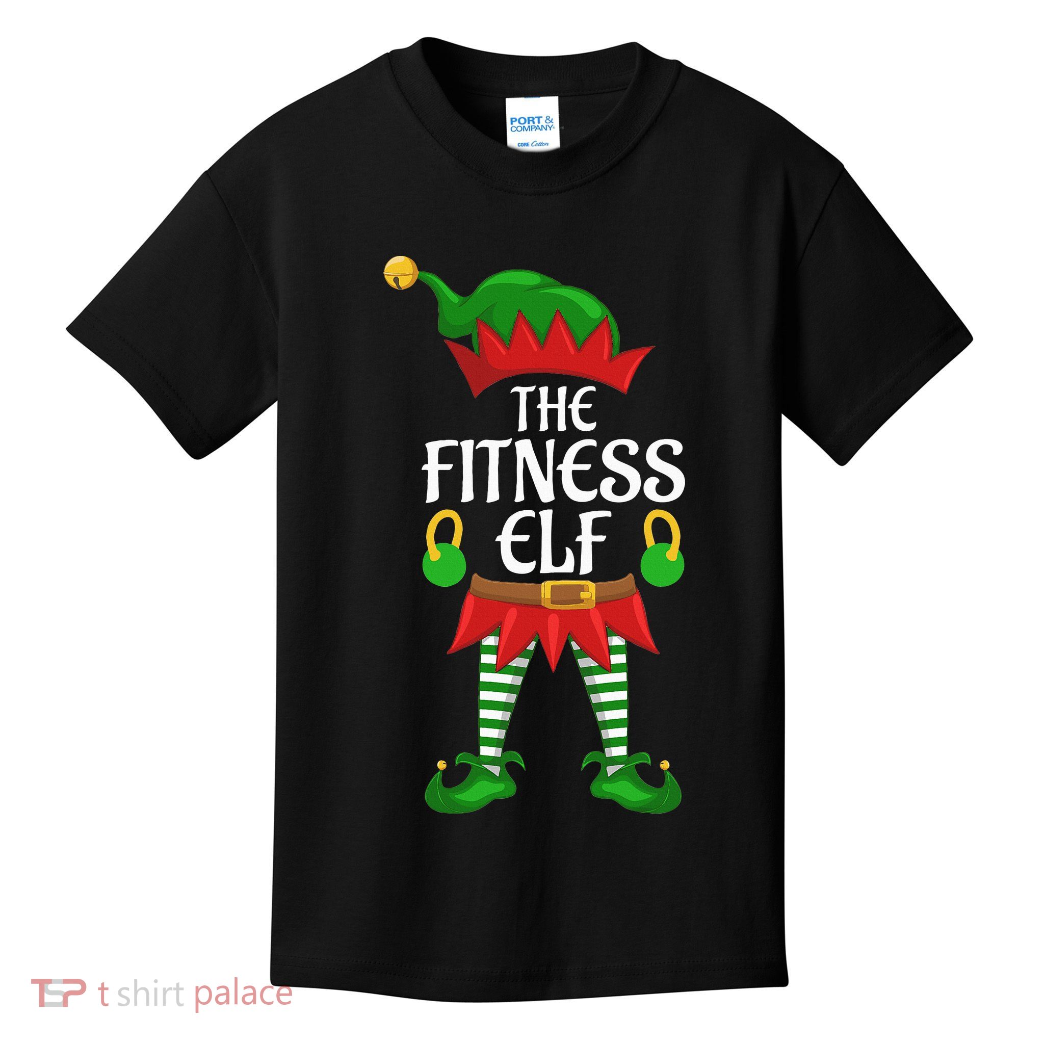 Fitness Elf Family Matching Group Christmas Party Kids T-Shirt