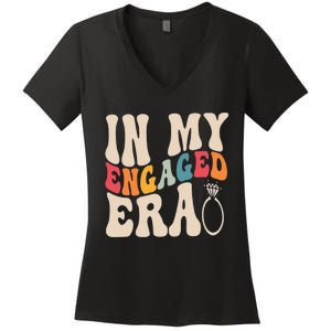 Funny Engagement Fiance In My Engaged Era Bachelorette Party Women's V-Neck T-Shirt