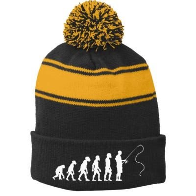 Fisherman Evolution Funny Fisher Fishing Lovers Stripe Pom Pom Beanie