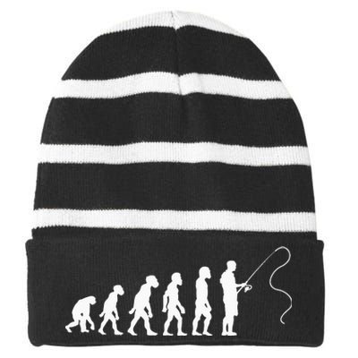 Fisherman Evolution Funny Fisher Fishing Lovers Striped Beanie with Solid Band