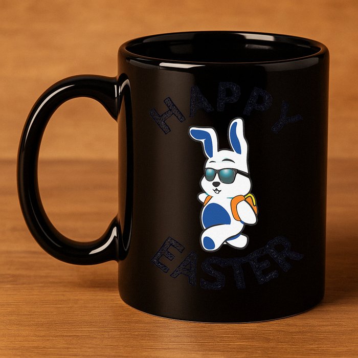 Funny Easter Gifts Top Bunny Happy 11oz C Handle Ceramic Mug