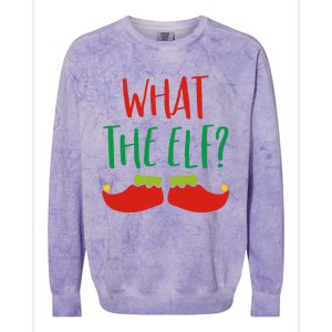 Funny Elf Gift What The Elf Christmas Pun Elf Ugly Xmas Great Gift Colorblast Crewneck Sweatshirt