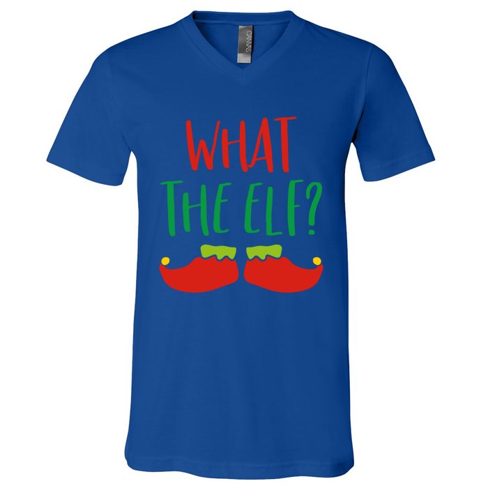 Funny Elf Gift What The Elf Christmas Pun Elf Ugly Xmas Great Gift V-Neck T-Shirt